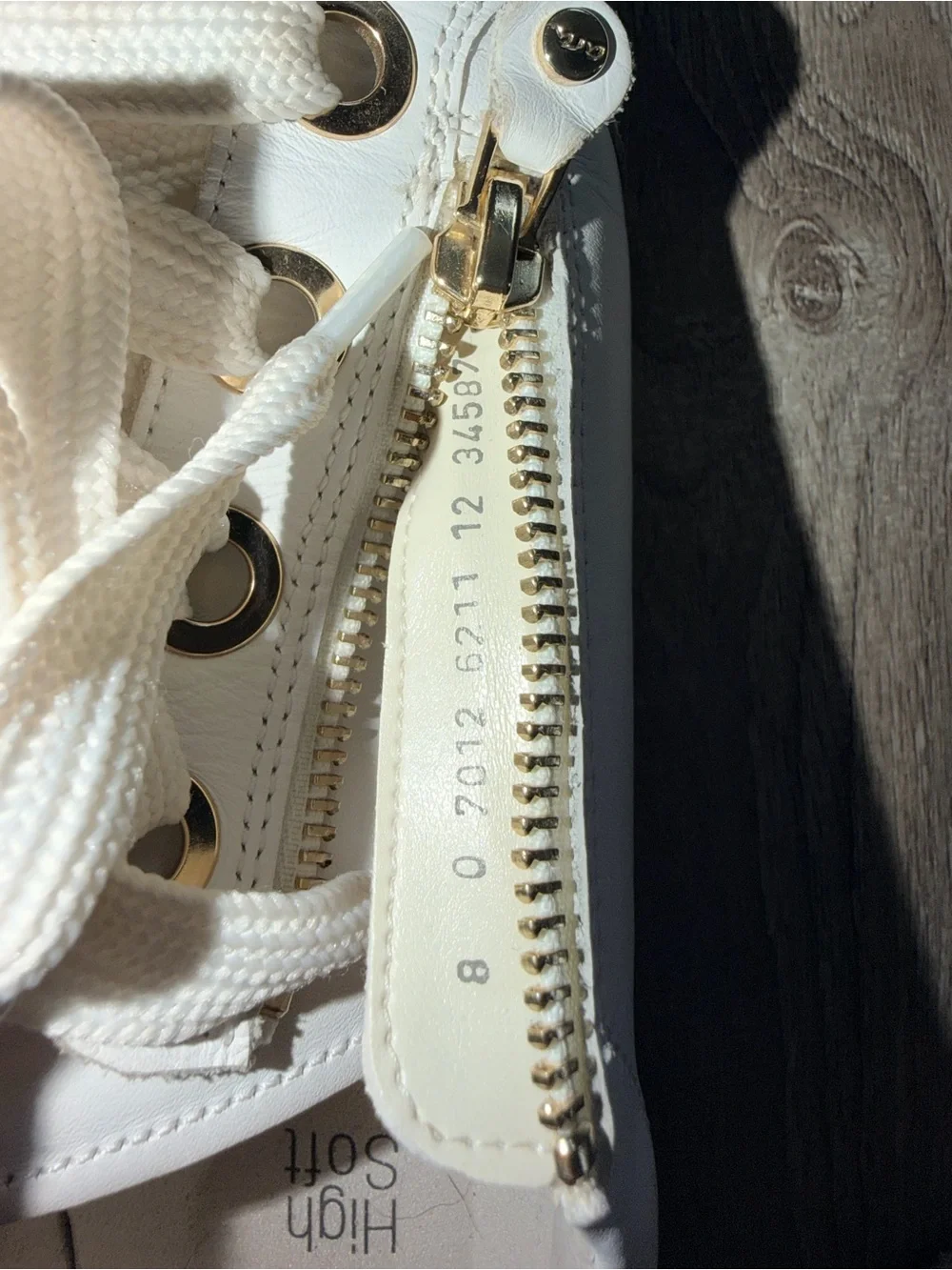 Ara White Leather Lace-Up Sneakers with Gold Accents